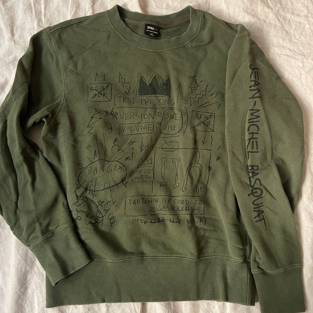 Uniqlo Jean Michel Basquiat green sweatshirt (XS)